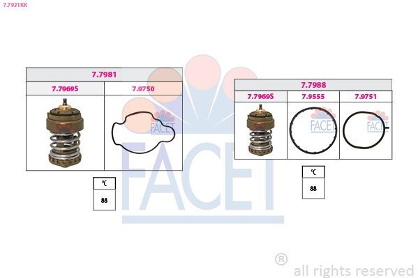 Termostatas, aušinimo skystis FACET 7.7931KK