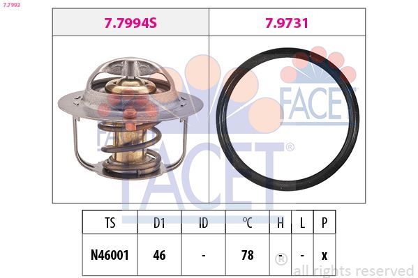 Termostatas, aušinimo skystis FACET 7.7993