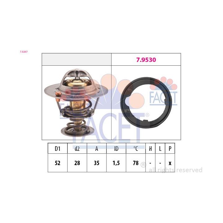Termostatas, aušinimo skystis FACET 7.8267