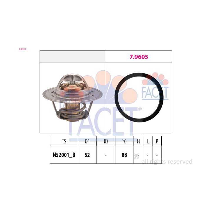 Termostatas, aušinimo skystis FACET 7.8312
