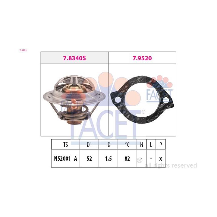 Termostatas, aušinimo skystis FACET 7.8331
