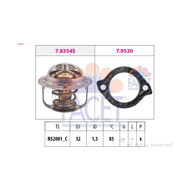 Termostatas, aušinimo skystis FACET 7.8354