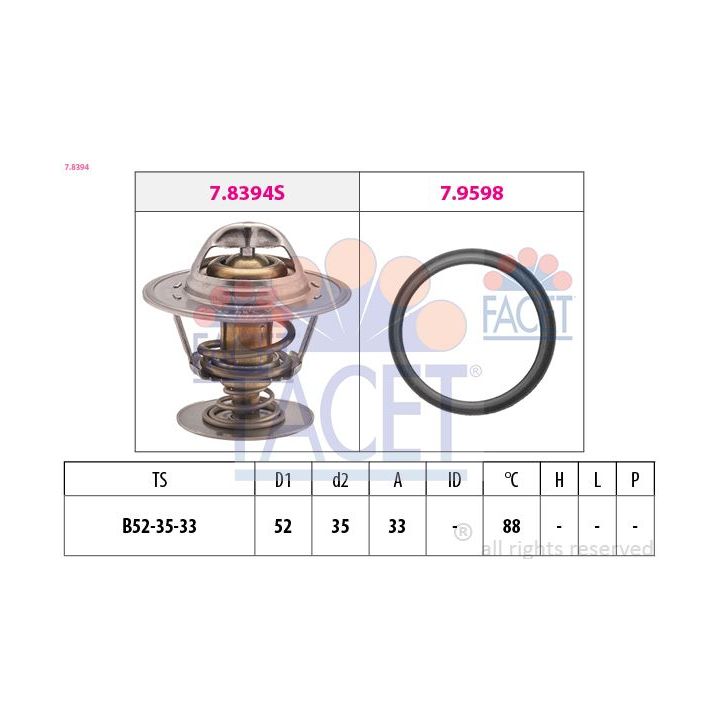 Termostatas, aušinimo skystis FACET 7.8394