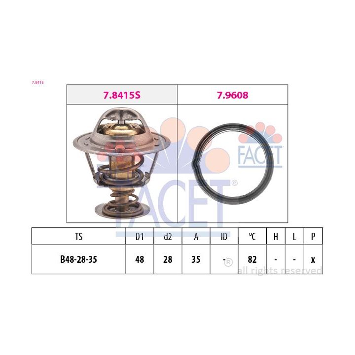 Termostatas, aušinimo skystis FACET 7.8415