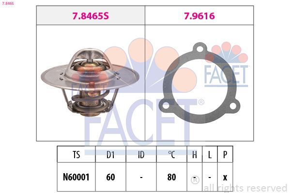 Termostatas, aušinimo skystis FACET 7.8465