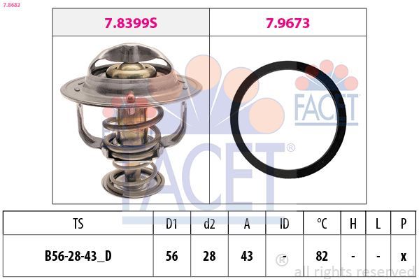 Termostatas, aušinimo skystis FACET 7.8683