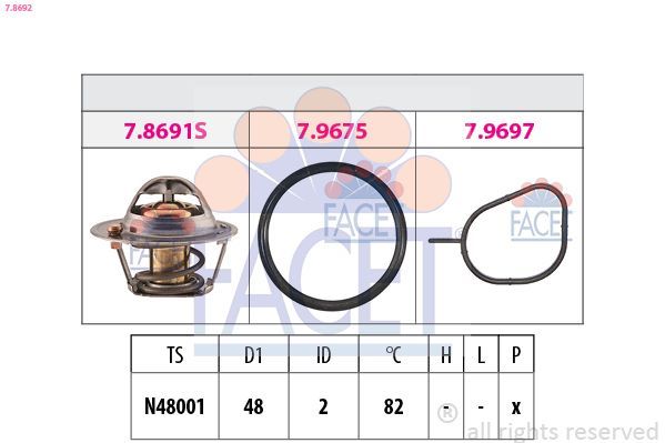 Termostatas, aušinimo skystis FACET 7.8692