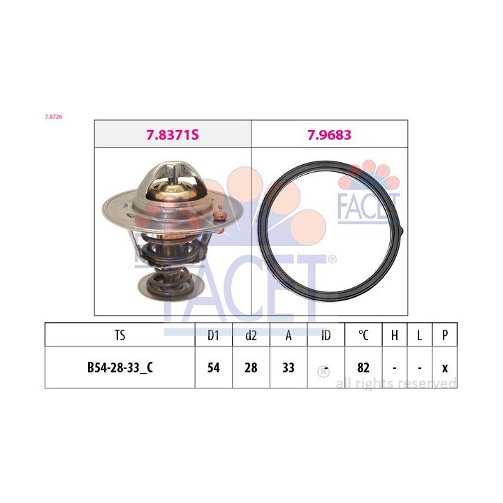 Termostatas, aušinimo skystis FACET 7.8726