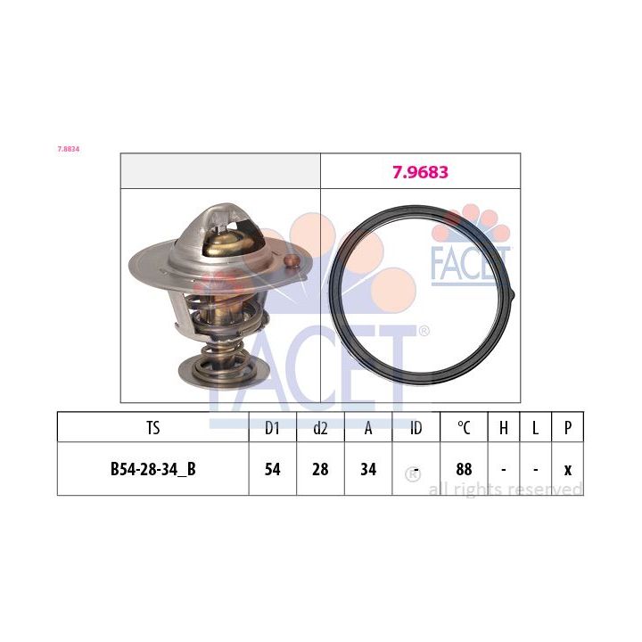 Termostatas, aušinimo skystis FACET 7.8834