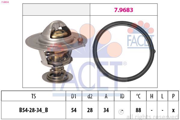 Termostatas, aušinimo skystis FACET 7.8834