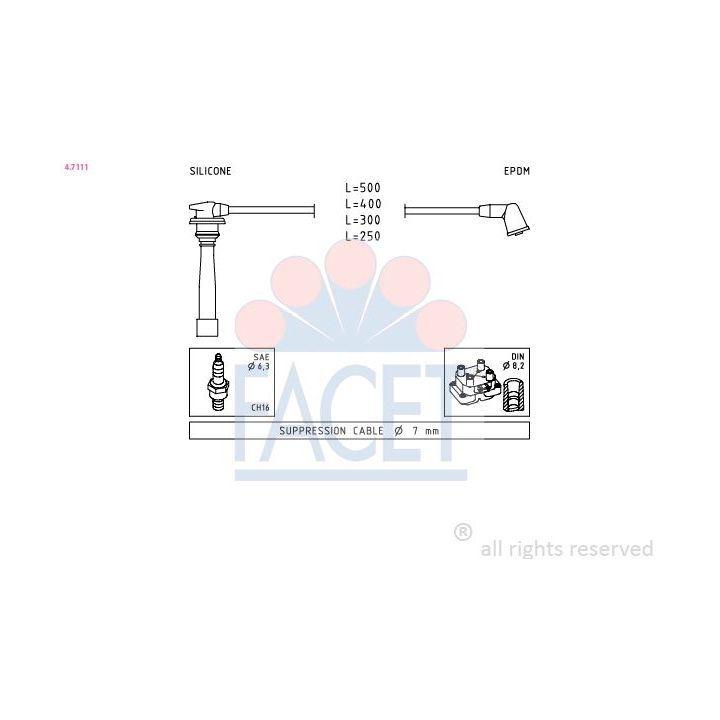 Uždegimo laido komplektas FACET 4.7111