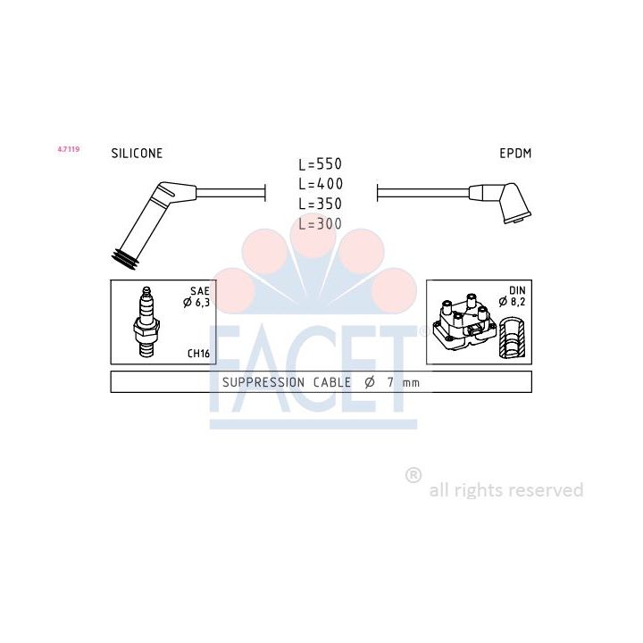 Uždegimo laido komplektas FACET 4.7119