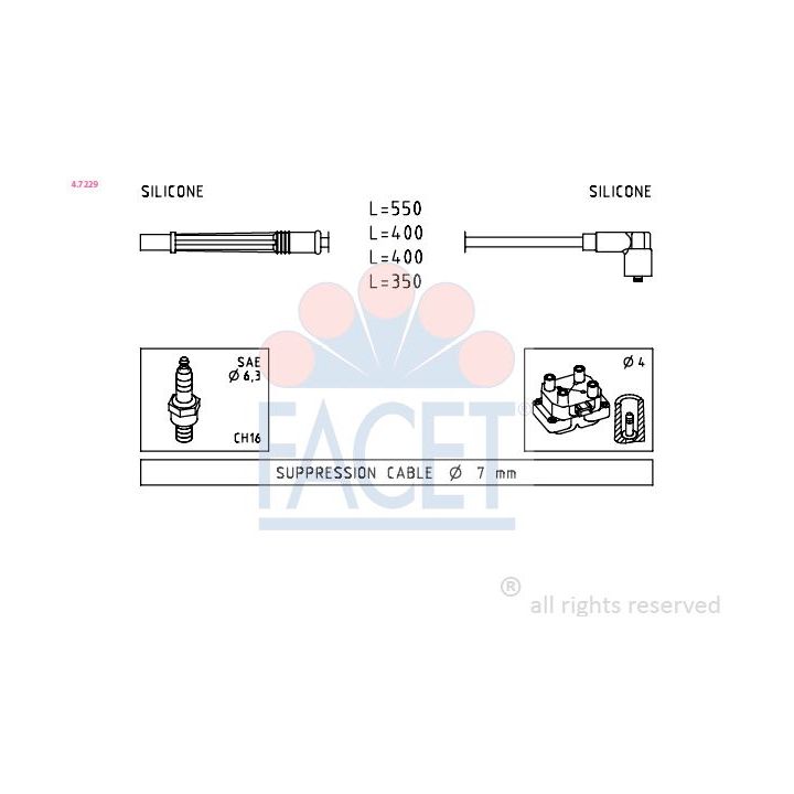 Uždegimo laido komplektas FACET 4.7229
