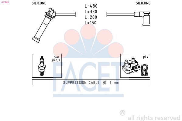 Uždegimo laido komplektas FACET 4.7245