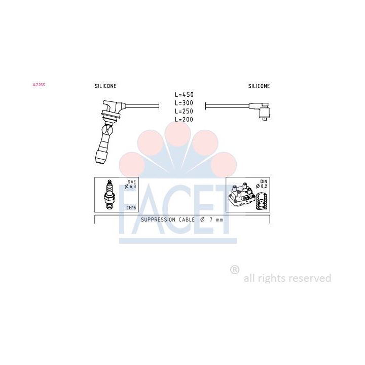 Uždegimo laido komplektas FACET 4.7255