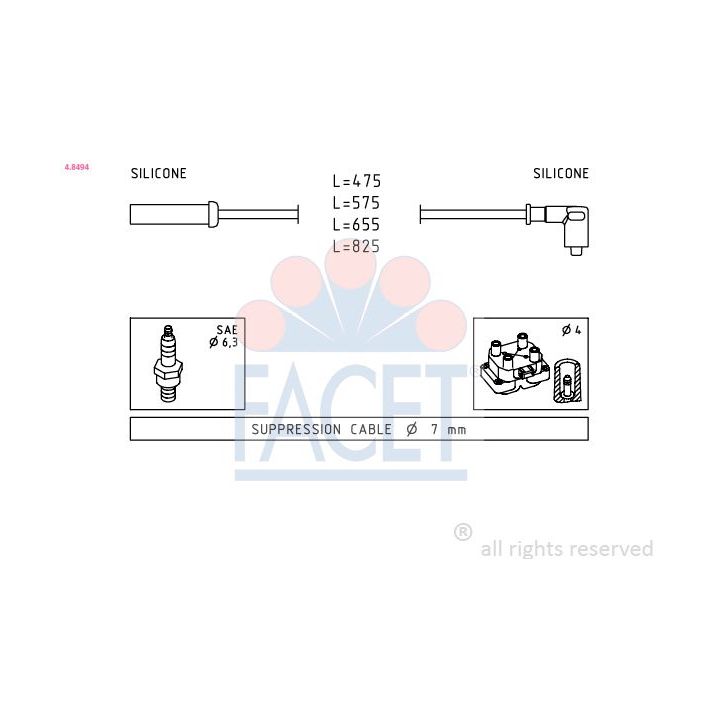 Uždegimo laido komplektas FACET 4.8494