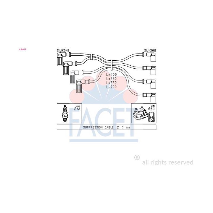 Uždegimo laido komplektas FACET 4.8615