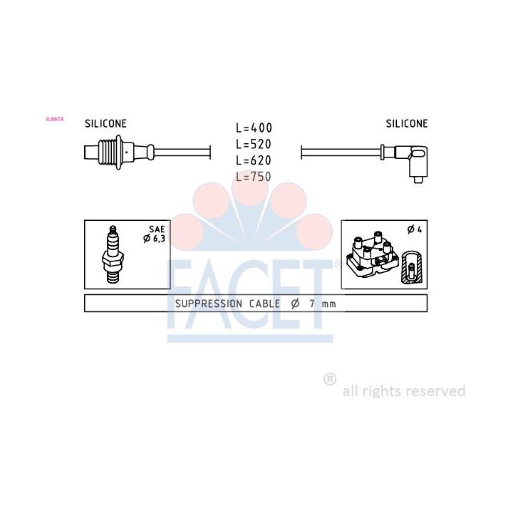 Uždegimo laido komplektas FACET 4.8674