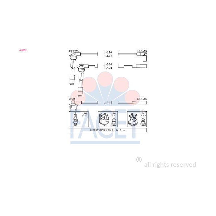 Uždegimo laido komplektas FACET 4.8802