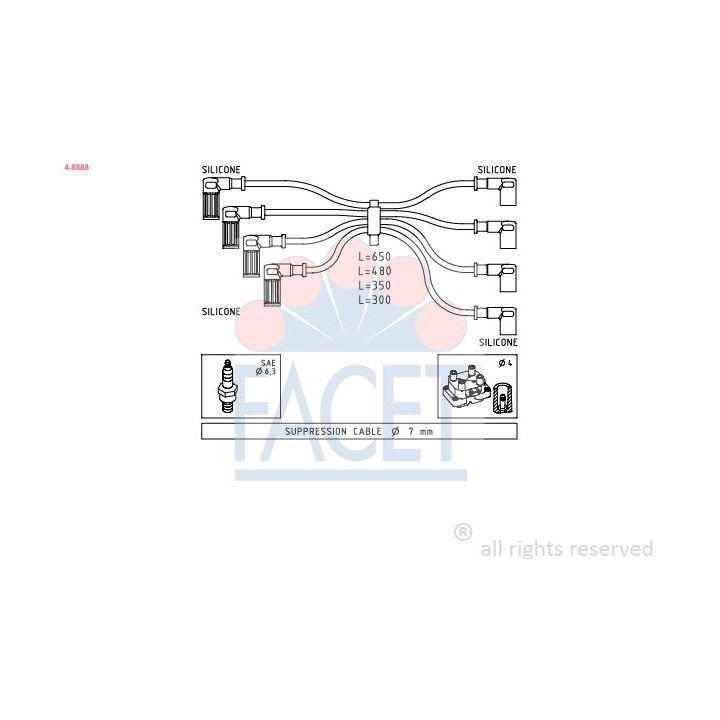 Uždegimo laido komplektas FACET 4.8888