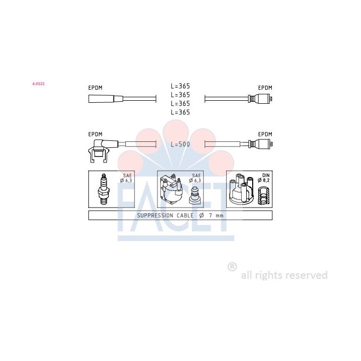 Uždegimo laido komplektas FACET 4.9332