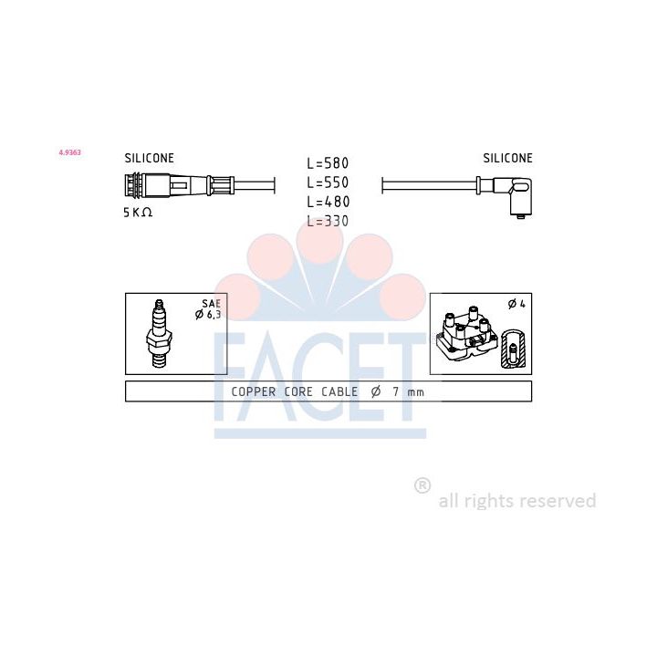Uždegimo laido komplektas FACET 4.9363