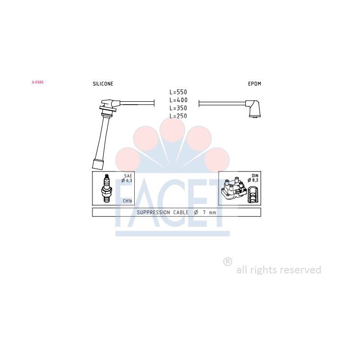 Uždegimo laido komplektas FACET 4.9385