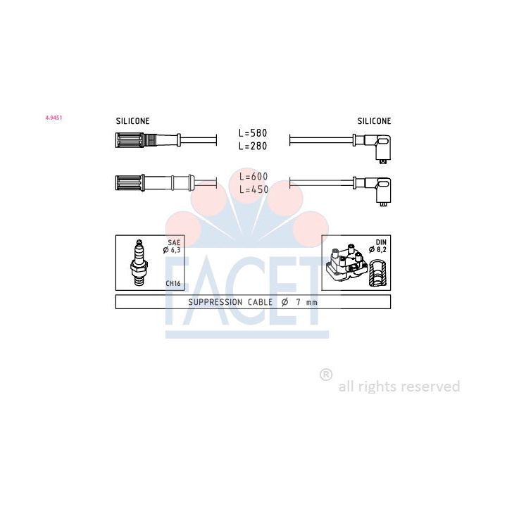 Uždegimo laido komplektas FACET 4.9451
