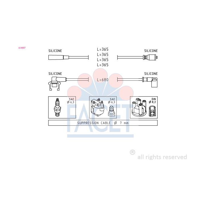 Uždegimo laido komplektas FACET 4.9497