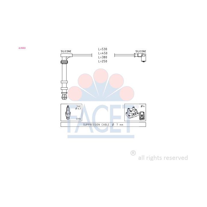 Uždegimo laido komplektas FACET 4.9503