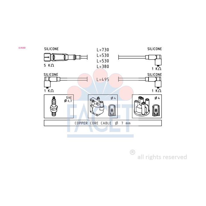 Uždegimo laido komplektas FACET 4.9640