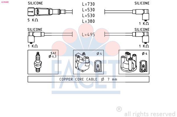 Uždegimo laido komplektas FACET 4.9640