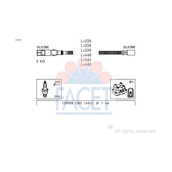 Uždegimo laido komplektas FACET 4.9643