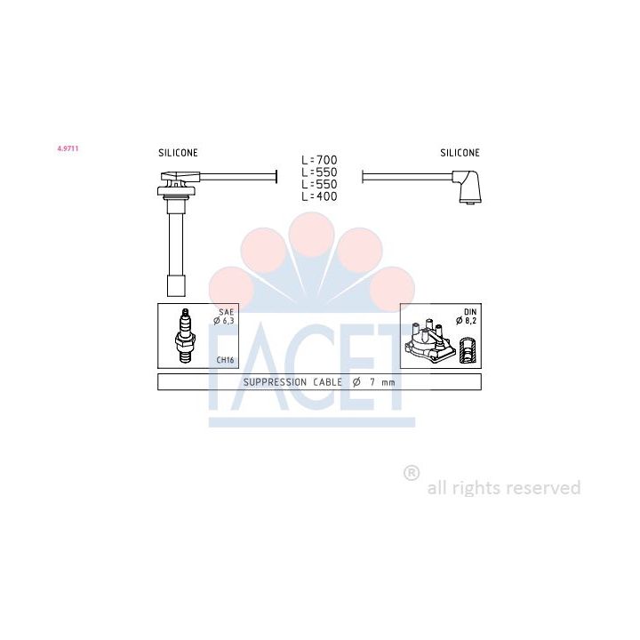 Uždegimo laido komplektas FACET 4.9711