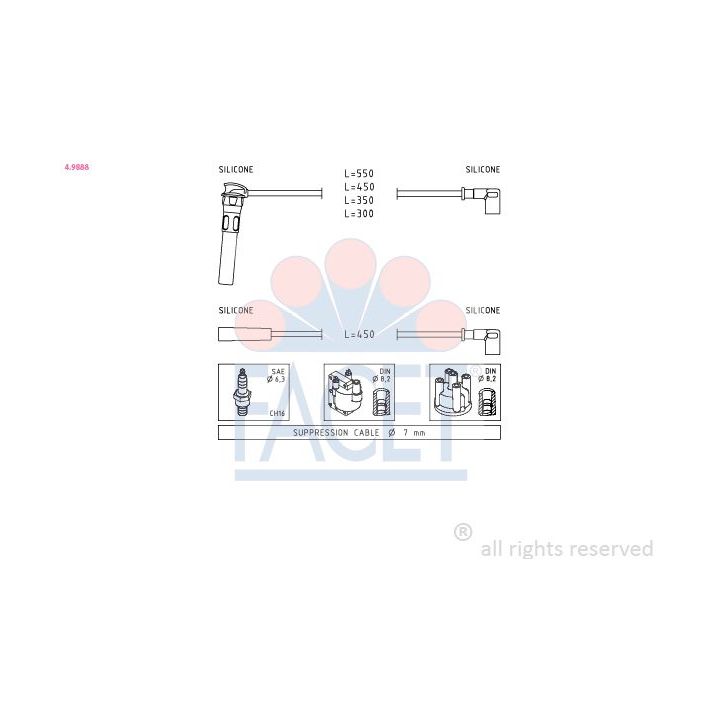 Uždegimo laido komplektas FACET 4.9888