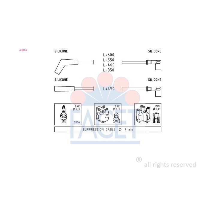 Uždegimo laido komplektas FACET 4.9914