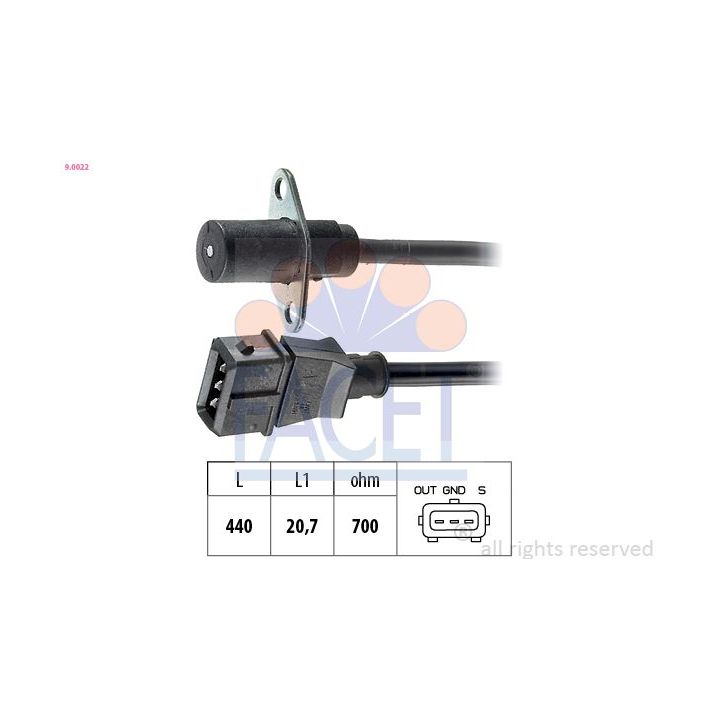 Jutiklis, alkūninio veleno impulsas FACET 9.0022