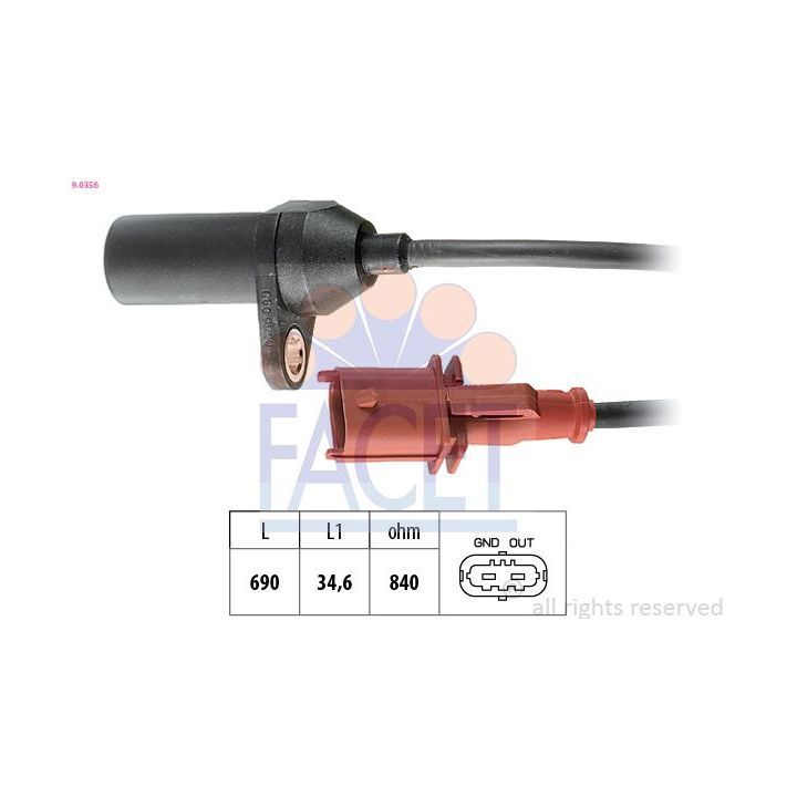 Jutiklis, alkūninio veleno impulsas FACET 9.0356