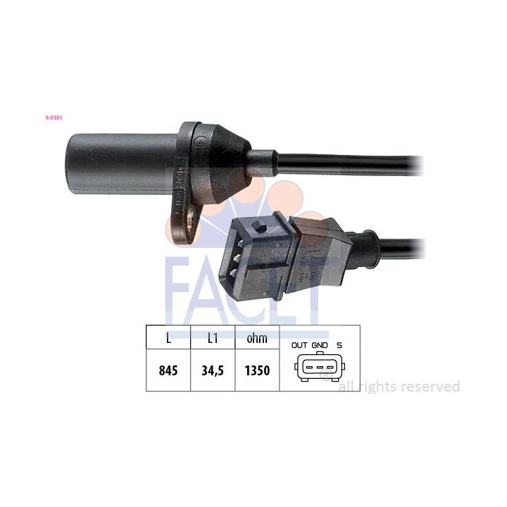 Jutiklis, alkūninio veleno impulsas FACET 9.0381