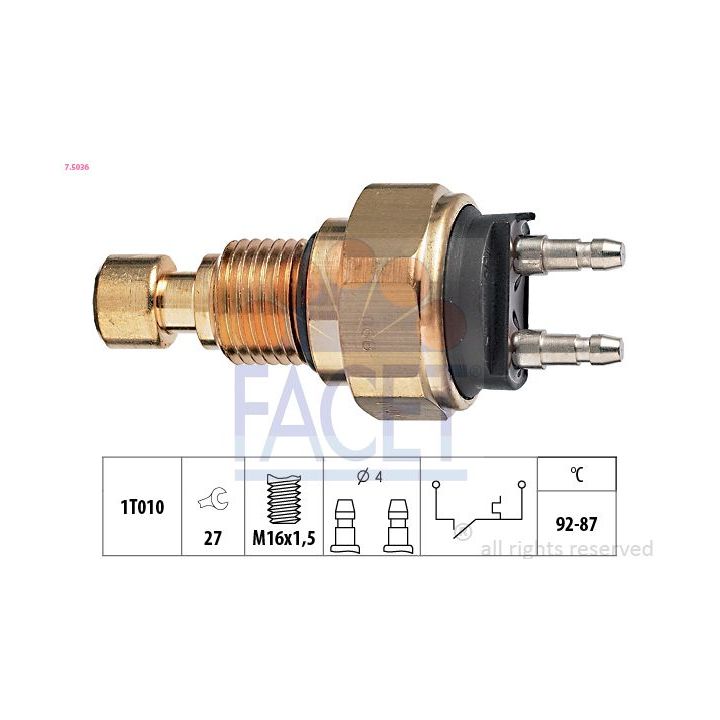Temperatūros jungiklis, radiatoriaus ventiliatorius FACET 7.5036