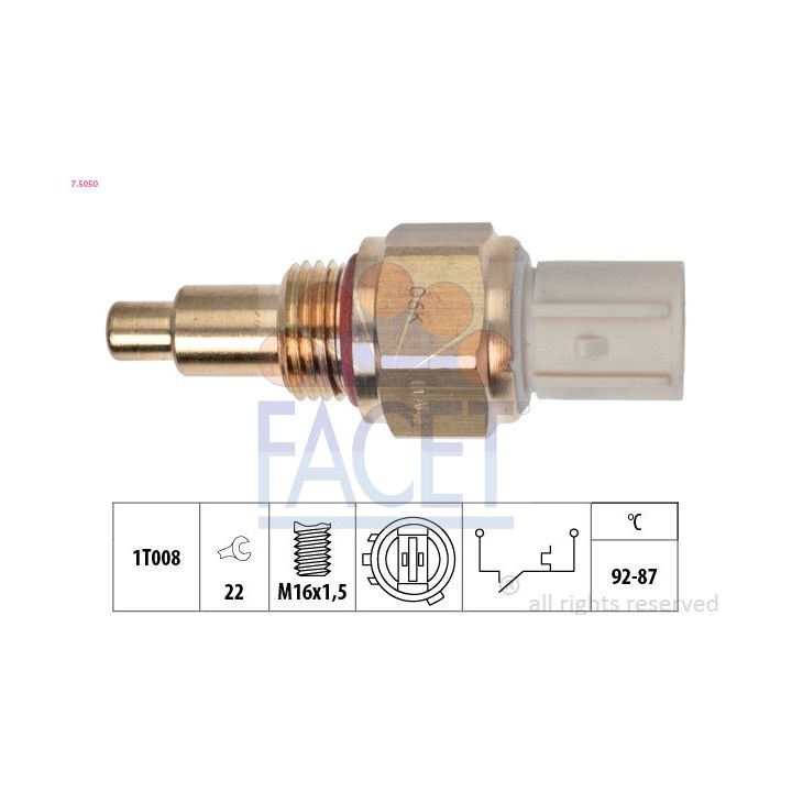 Temperatūros jungiklis, radiatoriaus ventiliatorius FACET 7.5050