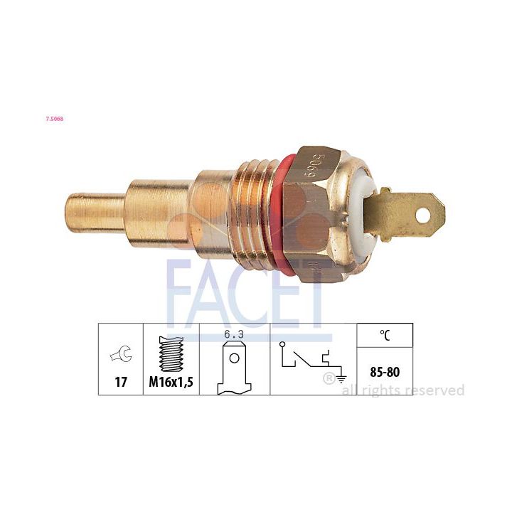 Temperatūros jungiklis, radiatoriaus ventiliatorius FACET 7.5068