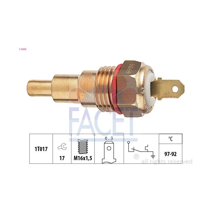 Temperatūros jungiklis, radiatoriaus ventiliatorius FACET 7.5069