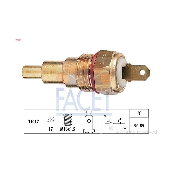 Temperatūros jungiklis, radiatoriaus ventiliatorius FACET 7.5071