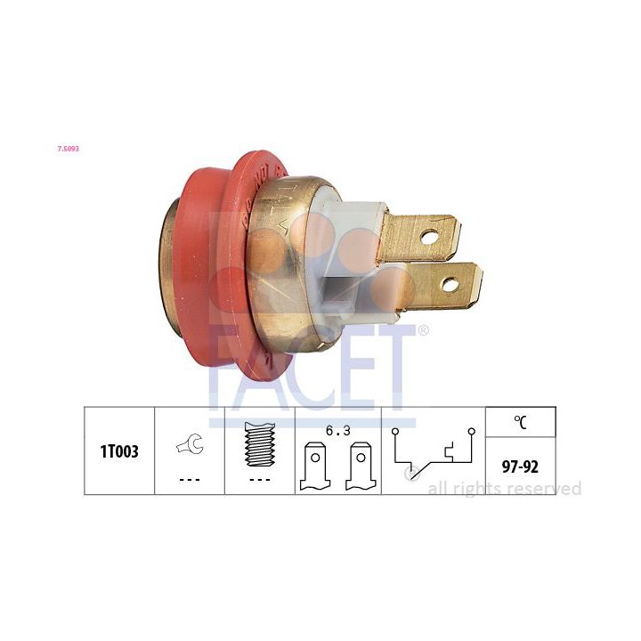 Temperatūros jungiklis, radiatoriaus ventiliatorius FACET 7.5093