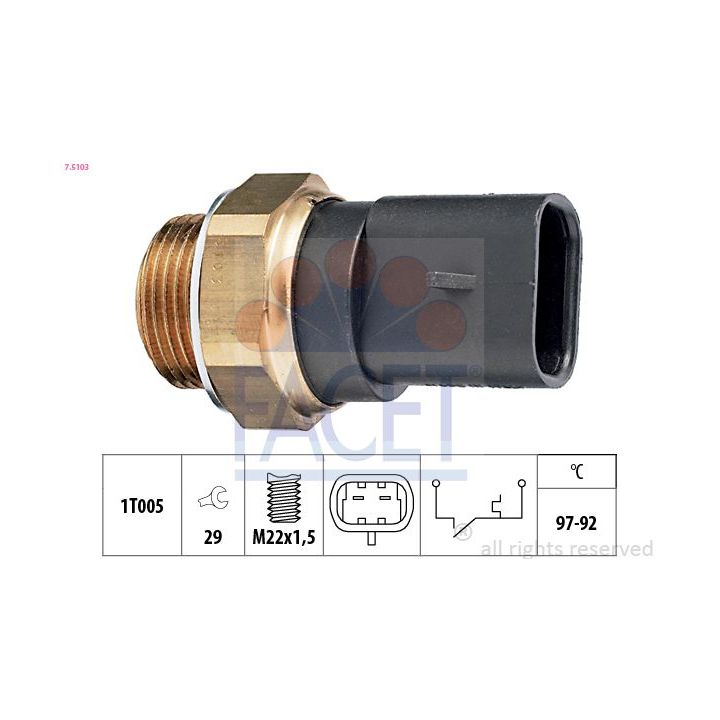 Temperatūros jungiklis, radiatoriaus ventiliatorius FACET 7.5103