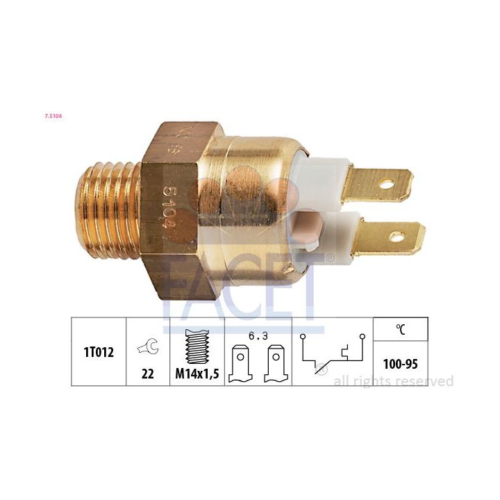 Temperatūros jungiklis, radiatoriaus ventiliatorius FACET 7.5104