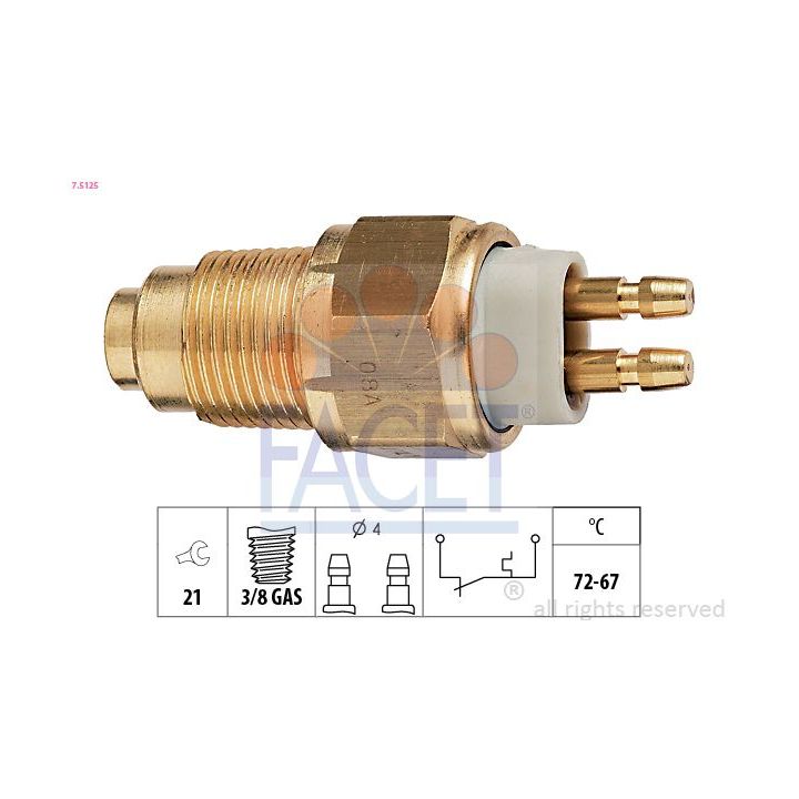 Temperatūros jungiklis, radiatoriaus ventiliatorius FACET 7.5125