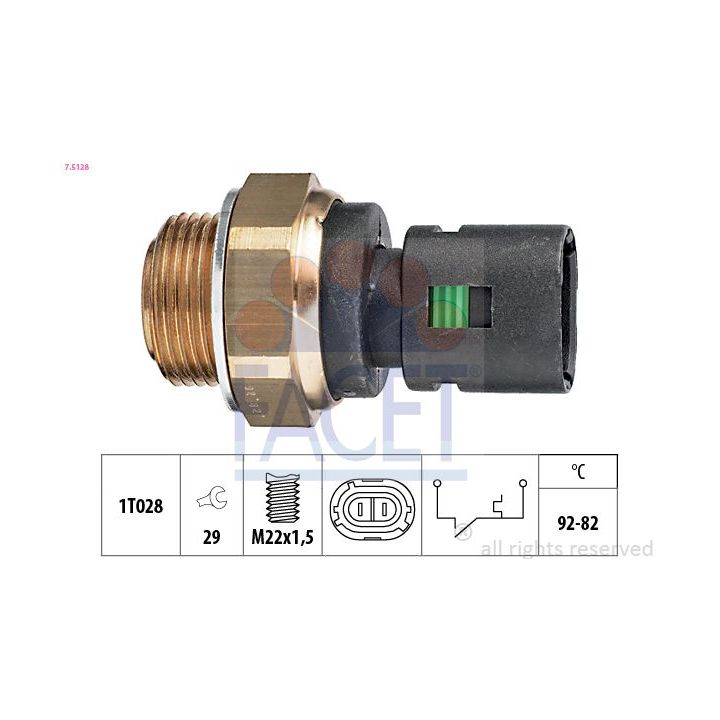 Temperatūros jungiklis, radiatoriaus ventiliatorius FACET 7.5128