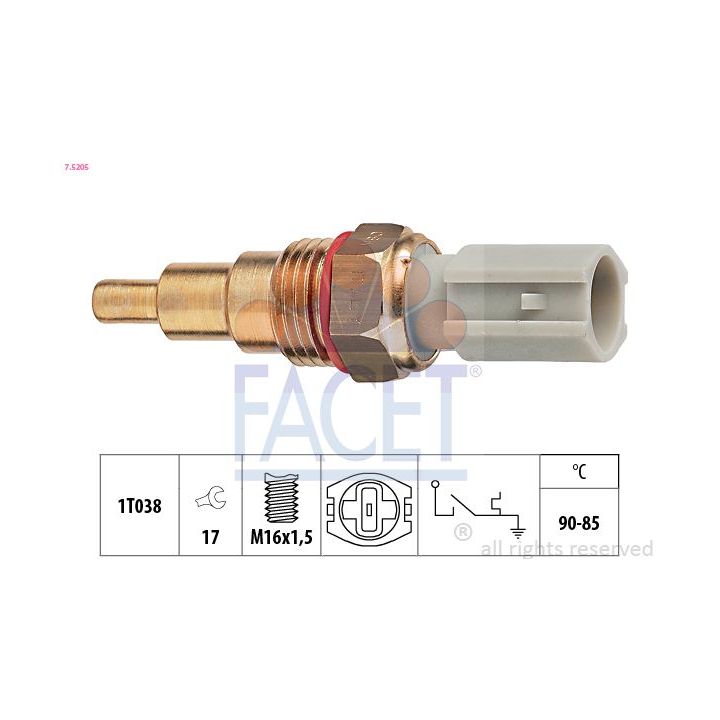 Temperatūros jungiklis, radiatoriaus ventiliatorius FACET 7.5205